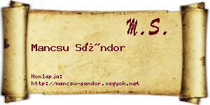 Mancsu Sándor névjegykártya